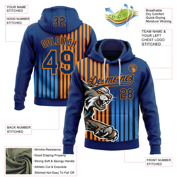 Custom Stitched Powder Blue US Navy Blue-Bay Orange 3D Pattern Design Leopardo Sports Pullover Sweatshirt Hoodie