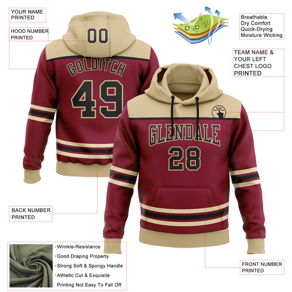 Custom Maroon Black-Vegas Gold 3D Pattern Design Game Day Arizona Inspired Sports Pullover Sweatshirt Hoodie