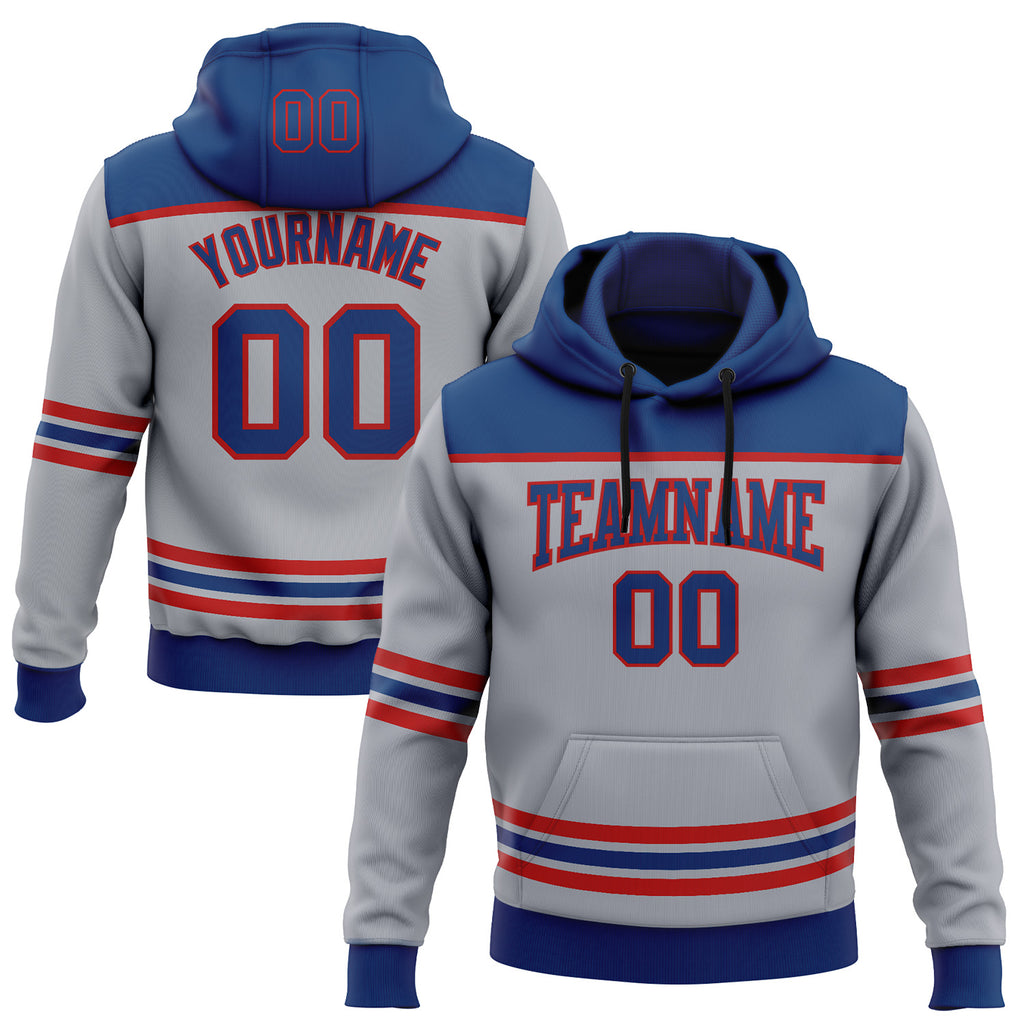 Custom Gray US Navy Blue-Red 3D Pattern Design Game Day Columbus Inspired Sports Pullover Sweatshirt Hoodie