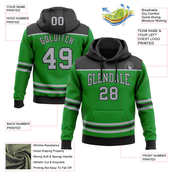 Custom Grass Green Gray-Black 3D Pattern Design Game Day Dallas Inspired Sports Pullover Sweatshirt Hoodie