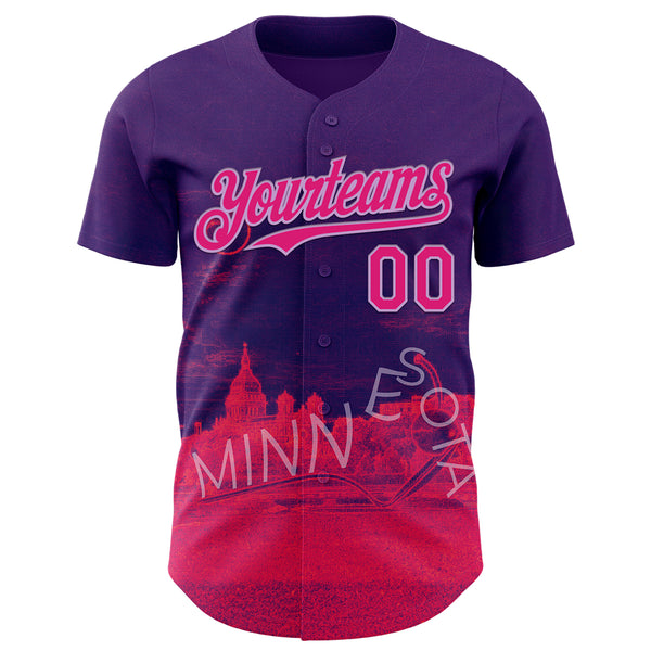 Custom Purple Hot Pink Red-Light Purple Minnesota Sculpture Garden Landmark City Symbol Authentic Baseball Jersey