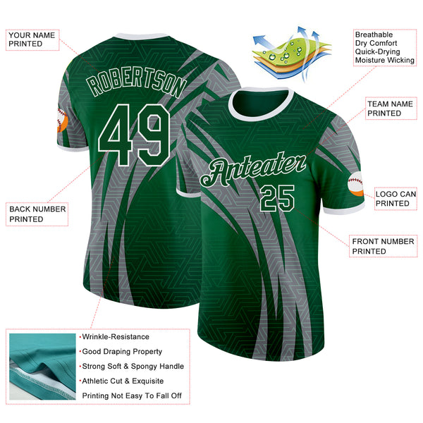 Custom Green White-Gray Mexico Performance T-Shirt