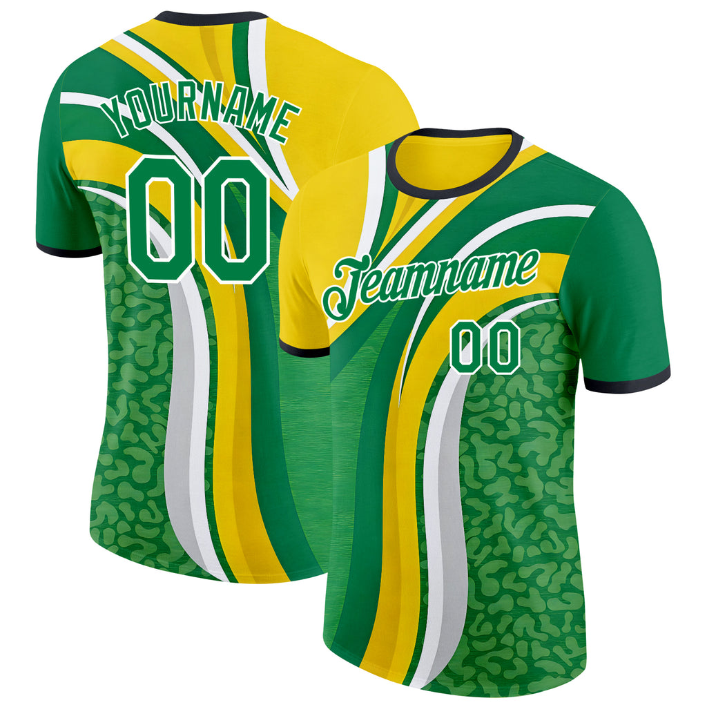 Custom Yellow Green White-Black South Africa Performance T-Shirt