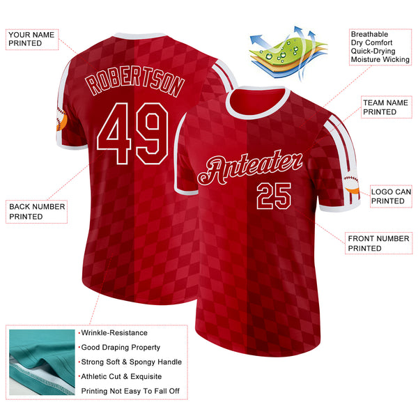 Custom Red White Denmark Performance T-Shirt