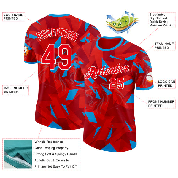 Custom Red Blue-White Czech Republic Performance T-Shirt