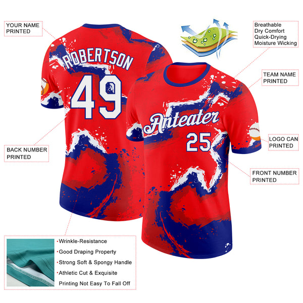 Custom Red White-Blue Czech Republic Performance T-Shirt