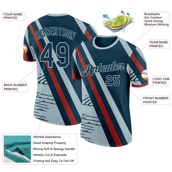 Custom Blue Navy-Red USA Performance T-Shirt