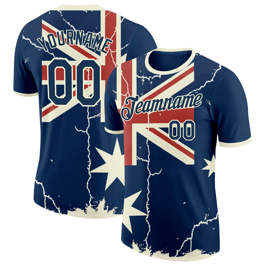 Custom Blue Navy Red-White Australian Flag Southern Cross Performance T-Shirt