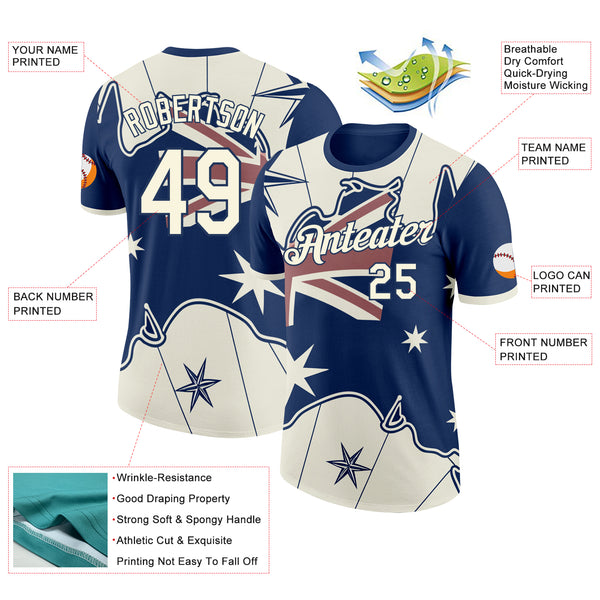 Custom Blue White-Red Australian Flag Southern Cross Performance T-Shirt