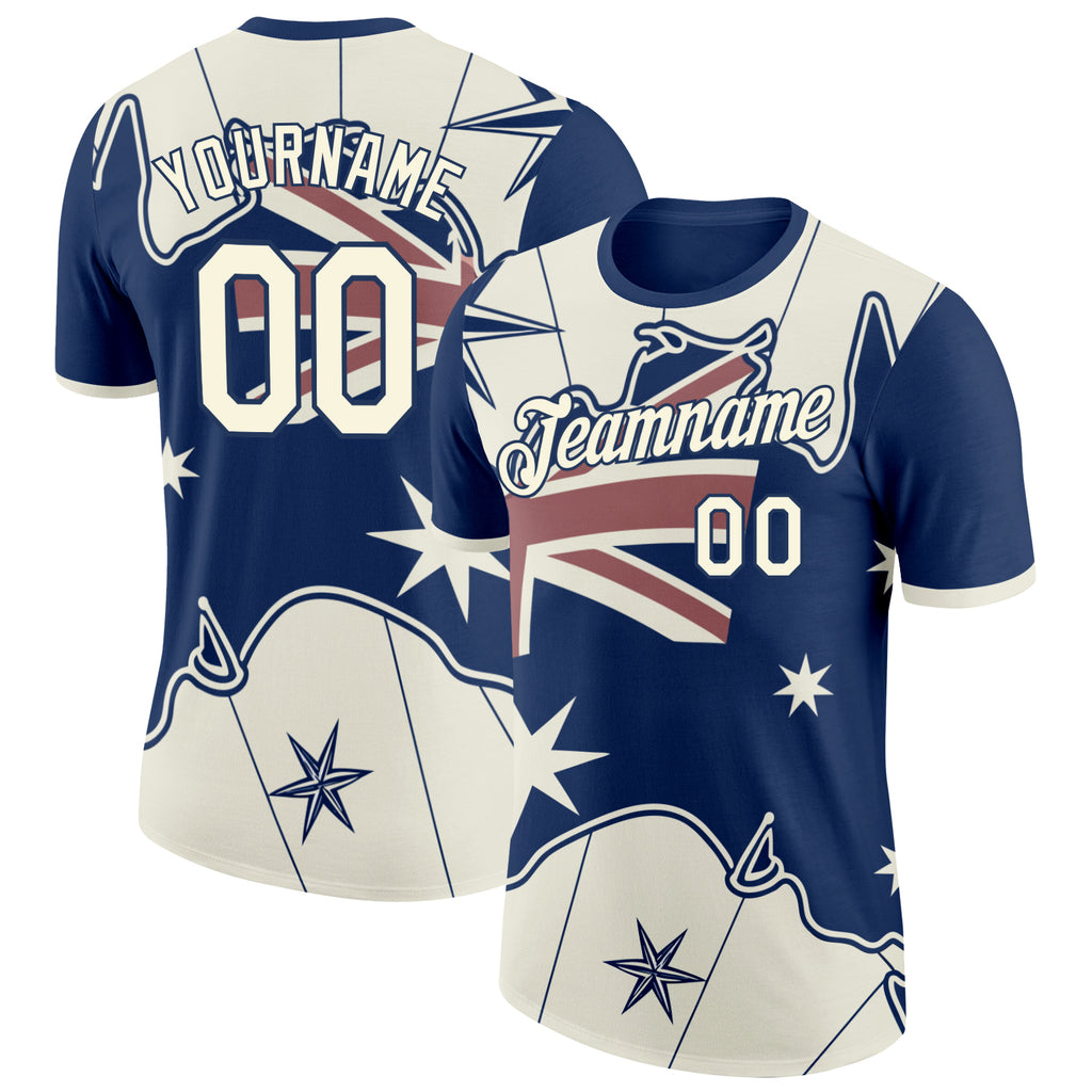 Custom Blue White-Red Australian Flag Southern Cross Performance T-Shirt