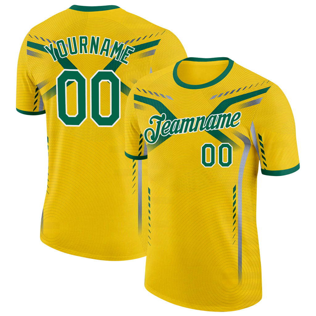 Custom Yellow Green-White Australian Performance T-Shirt