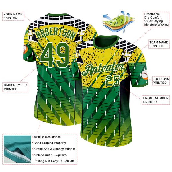 Custom Green Yellow Black-White Australian Performance T-Shirt