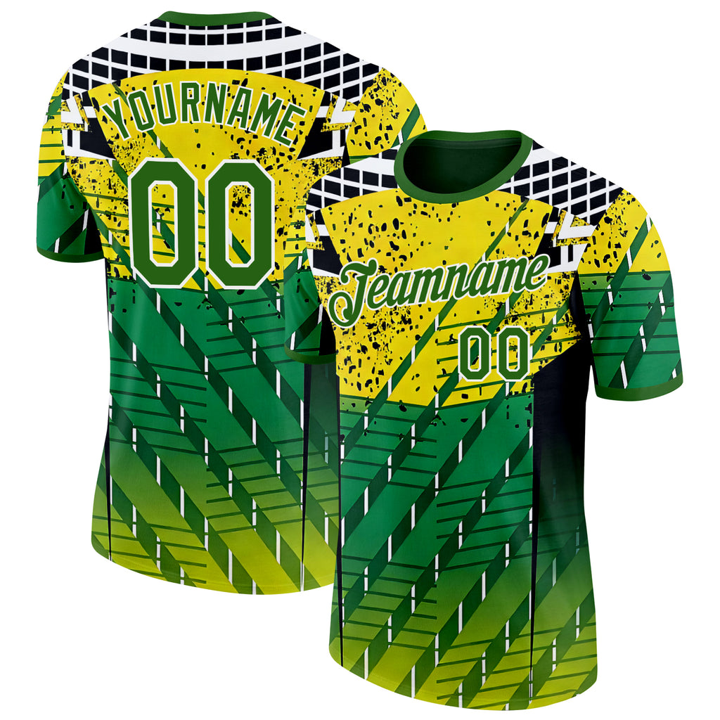 Custom Green Yellow Black-White Australian Performance T-Shirt