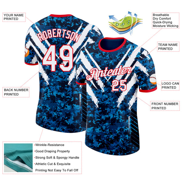 Custom Blue White-Fire Red Slovakia Performance T-Shirt