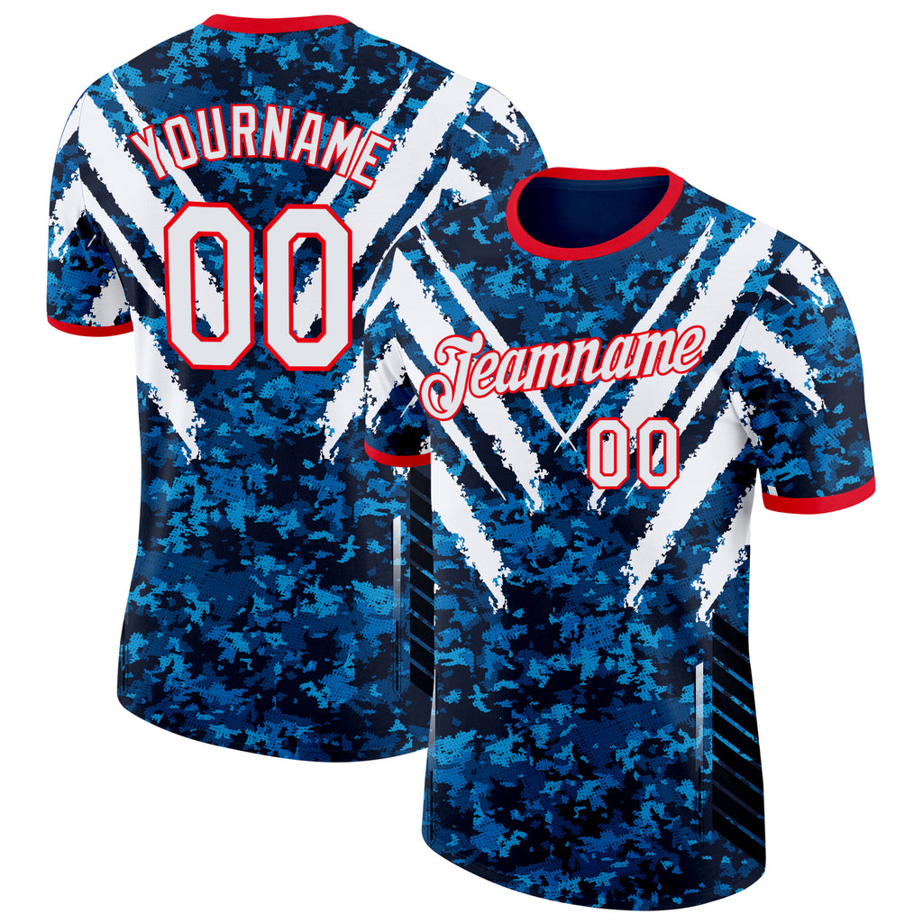 Custom Blue White-Fire Red Slovakia Performance T-Shirt