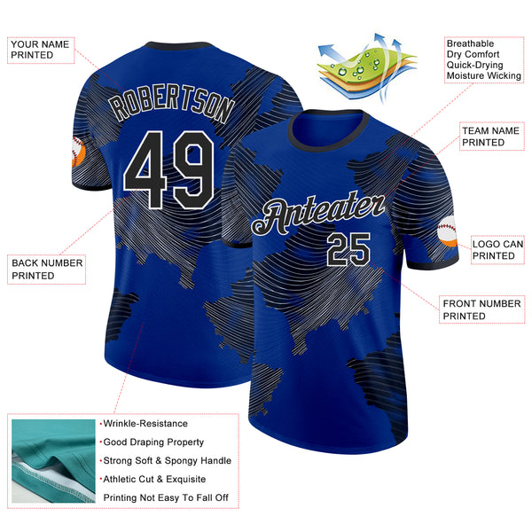 Custom Royal Black-White Kosovo Performance T-Shirt