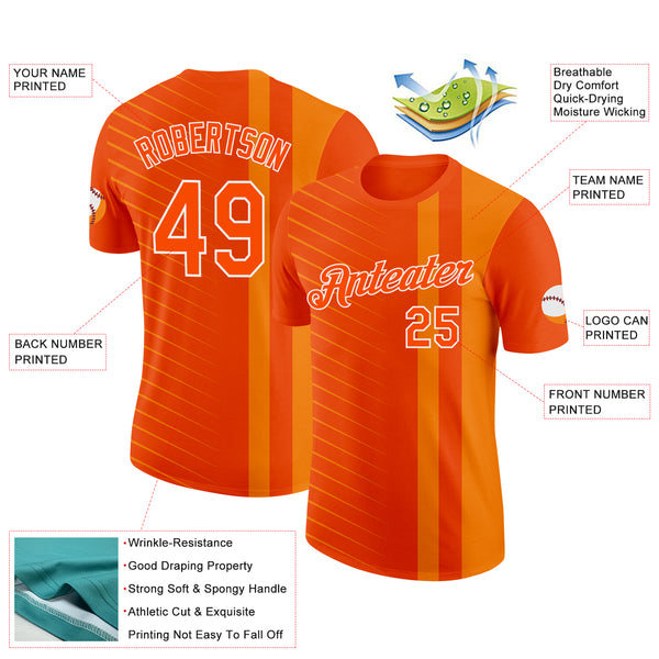 Custom Orange White Netherlands Line Performance T-Shirt
