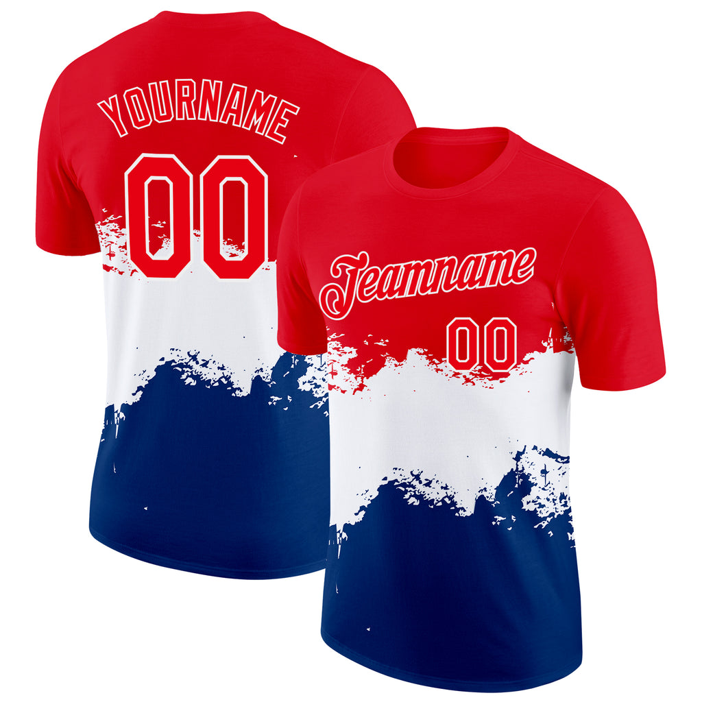 Custom Fire Red White-Blue Netherlands Performance T-Shirt