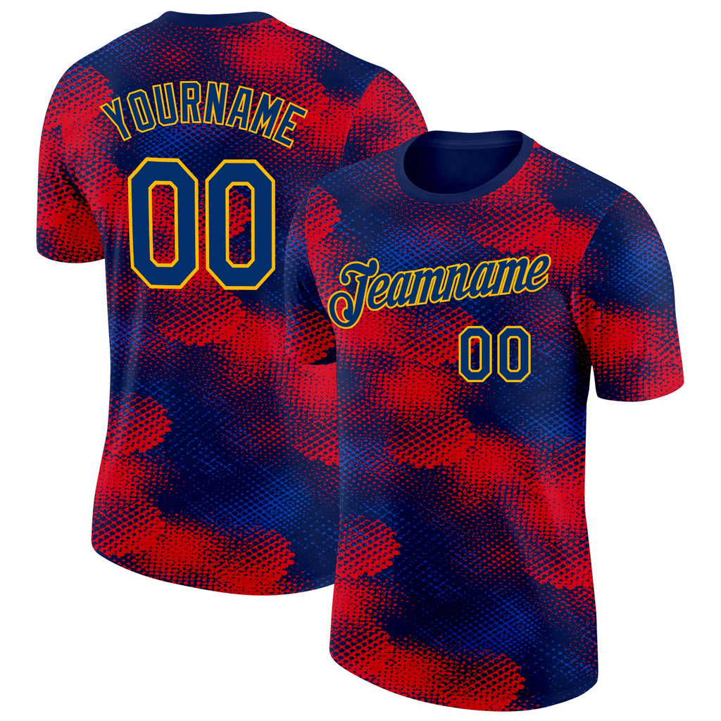 Custom Navy US Navy Blue Red-Gold Netherlands Abstract Pattern Performance T-Shirt