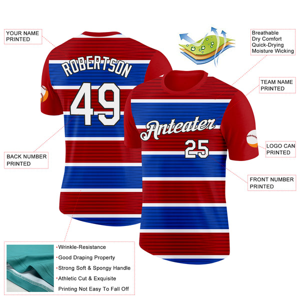 Custom Red White Blue-Black Netherlands Line Splash Performance T-Shirt