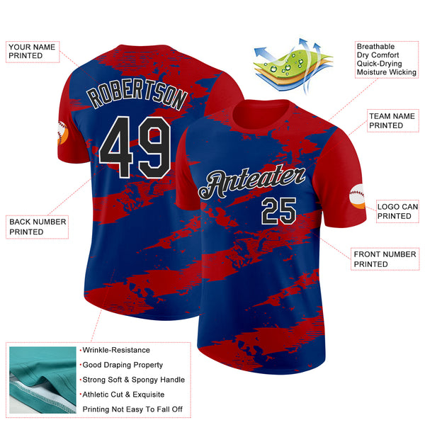 Custom Red Black Blue-White Netherlands Splash Performance T-Shirt