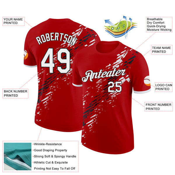 Custom Red White-Black Canada Abstract Fragment Pattern Performance T-Shirt