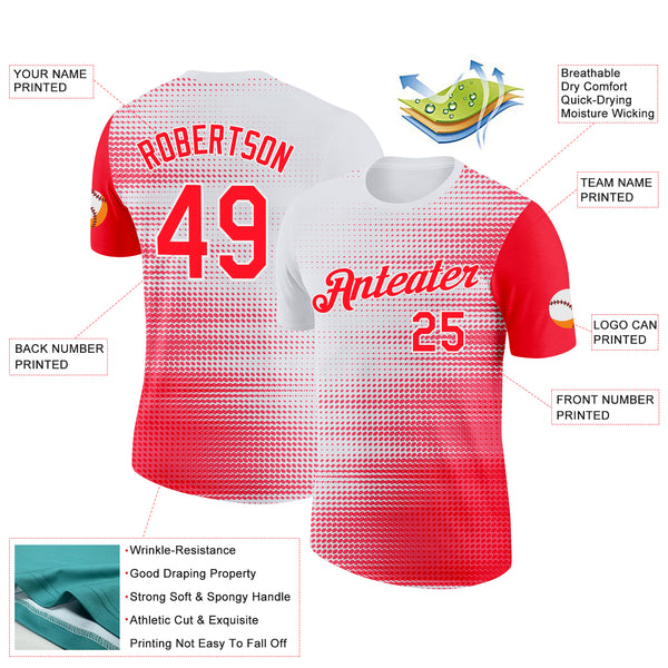 Custom White Red Canada Round Performance T-Shirt