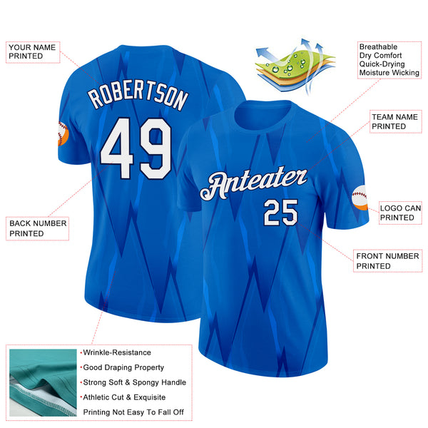 Custom Blue White-Navy Italy Line Performance T-Shirt