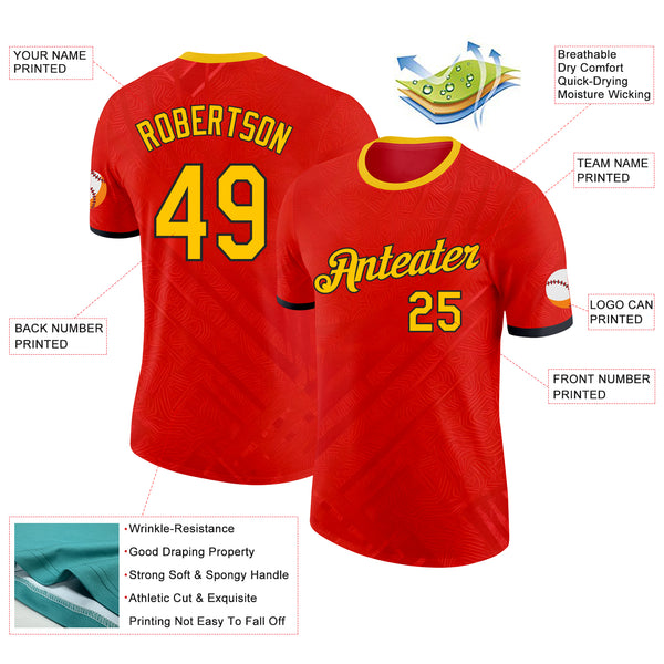Custom Red Yellow-Black Belgium Performance T-Shirt