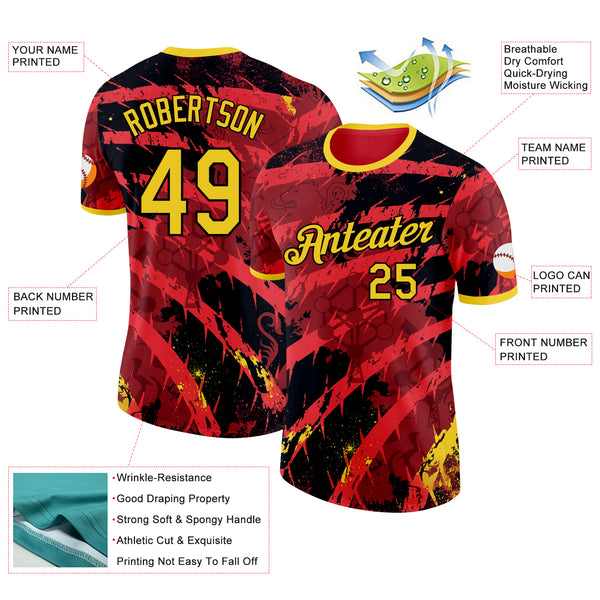Custom Red Yellow-Black Belgium Performance T-Shirt