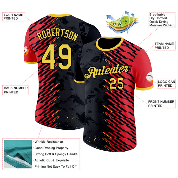 Custom Red Yellow-Black Belgium Performance T-Shirt