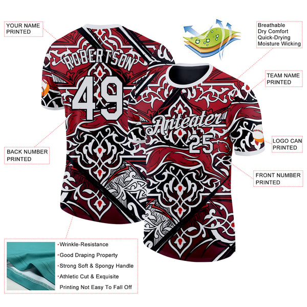 Custom Red White-Black Iran Performance T-Shirt