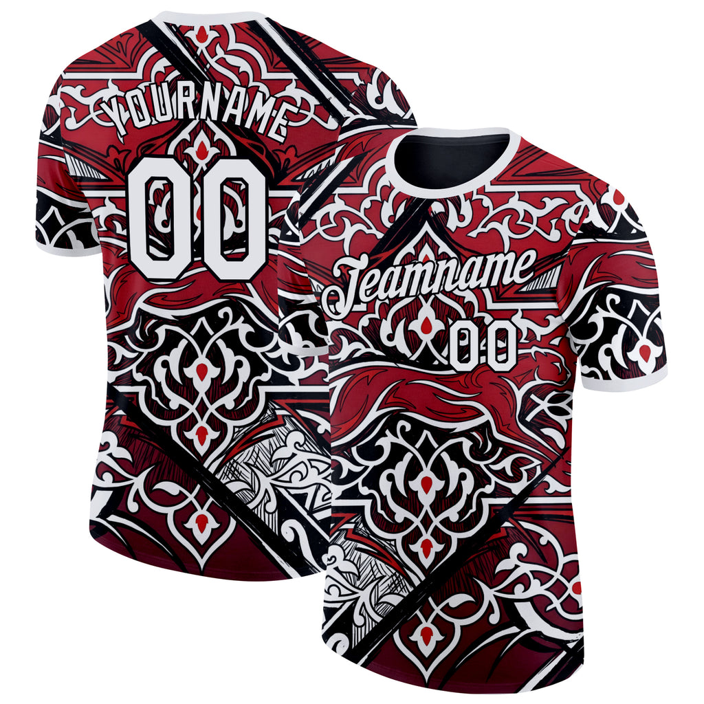 Custom Red White-Black Iran Performance T-Shirt
