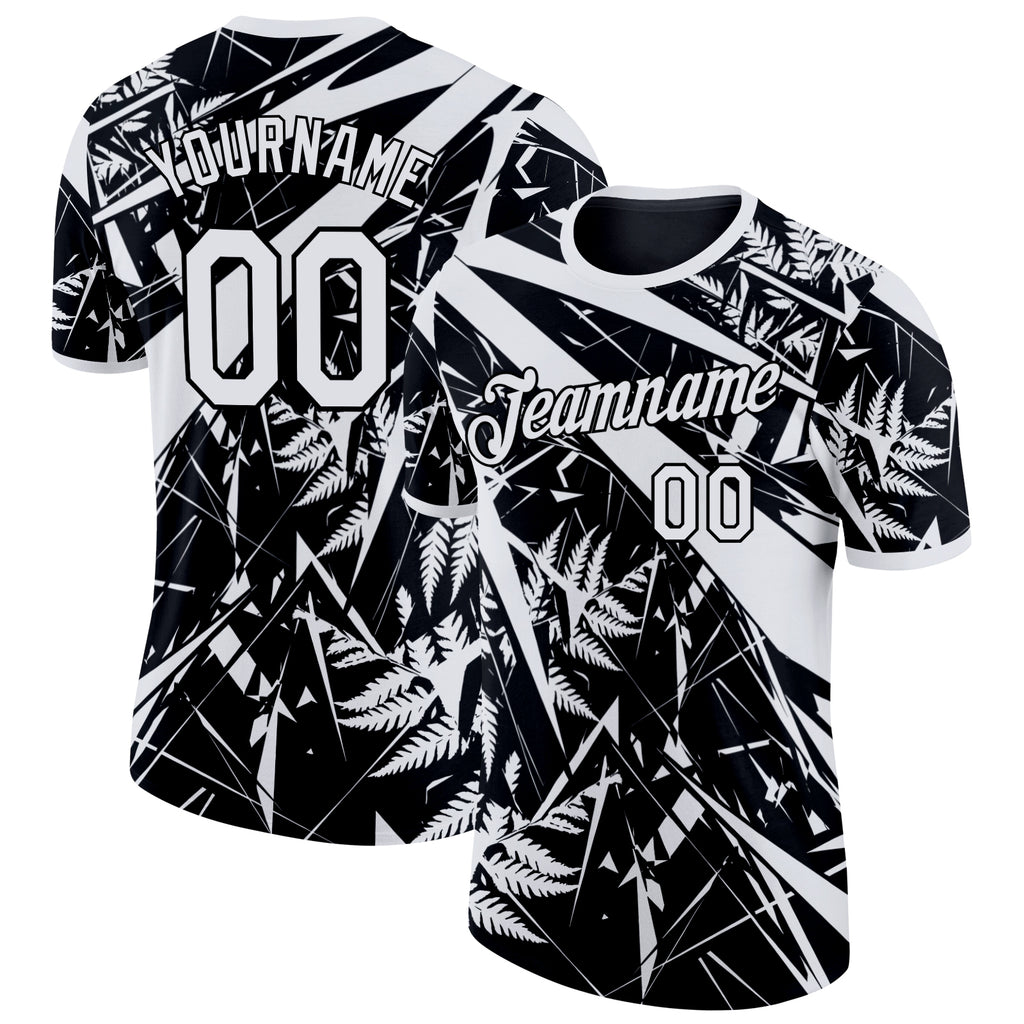 Custom Black White New Zealand Silver Fern Performance T-Shirt