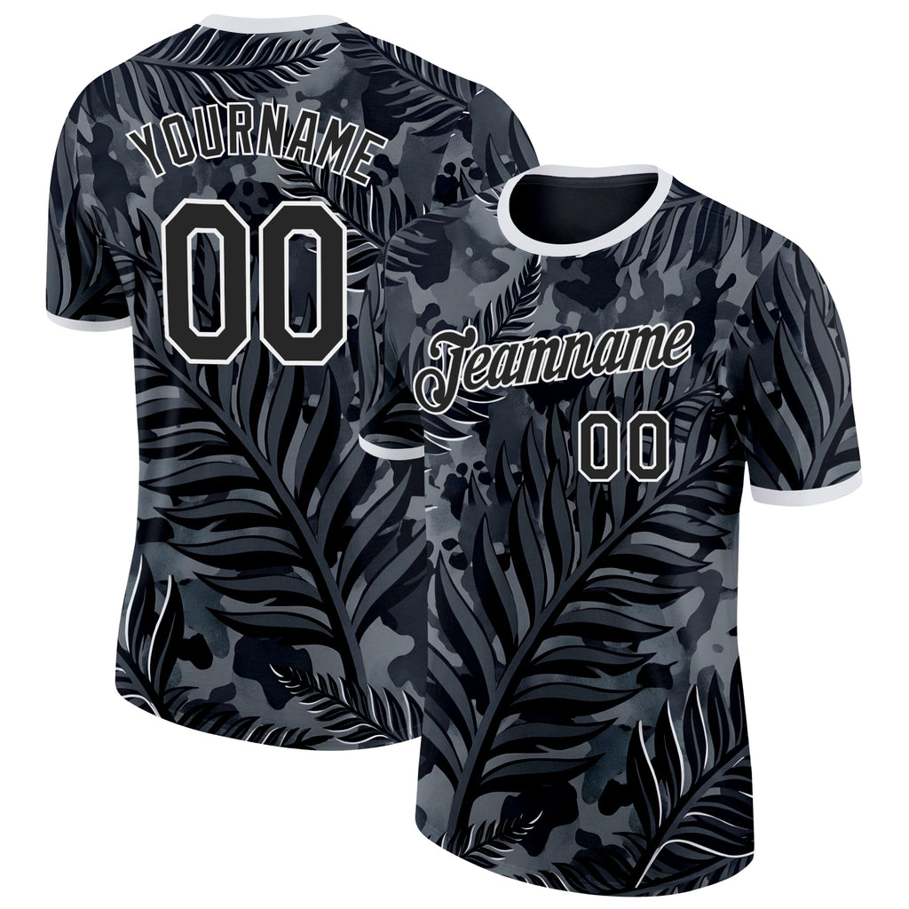 Custom Black White New Zealand Silver Fern Performance T-Shirt