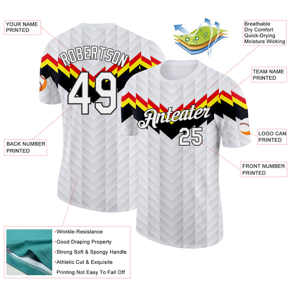 Custom White Red Yellow Black-Gray Germany Arrow Performance T-Shirt