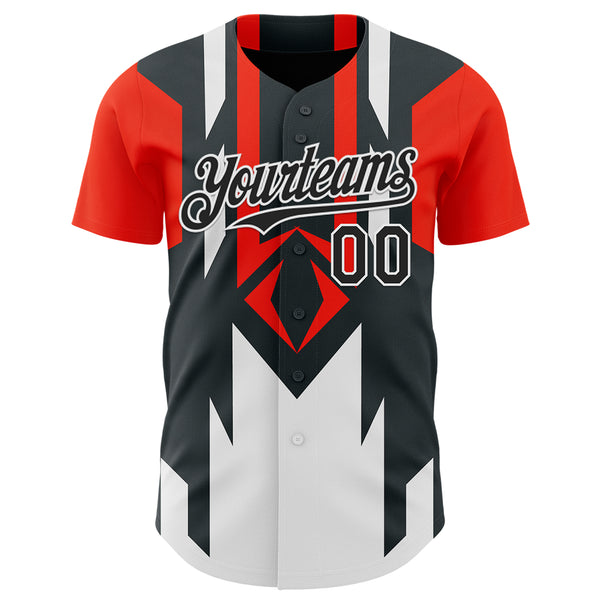 Custom Red Black-White 3D Pattern Design Car Racing Formula Auto Motorsport Authentic Baseball Jersey
