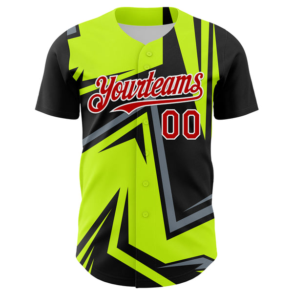 Custom Black Red White-Green 3D Pattern Design Car Racing Formula Auto Motorsport Authentic Baseball Jersey