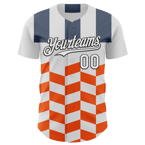 Custom White Black Orange-Gray 3D Pattern Design Car Racing Formula Auto Motorsport Authentic Baseball Jersey