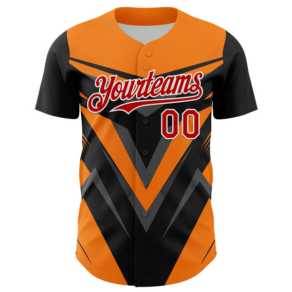 Custom Black Red White Bay Orange-Gray 3D Pattern Design Car Racing Formula Auto Motorsport Authentic Baseball Jersey