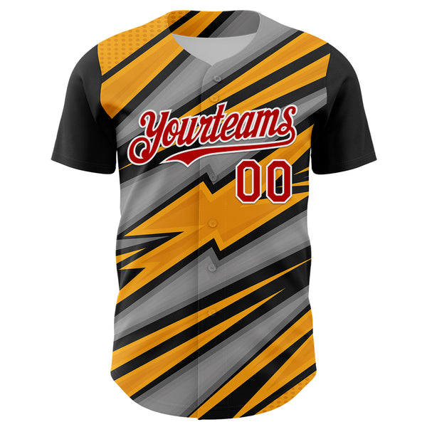 Custom Black Red White Yellow-Gray 3D Pattern Design Car Racing Formula Auto Motorsport Authentic Baseball Jersey