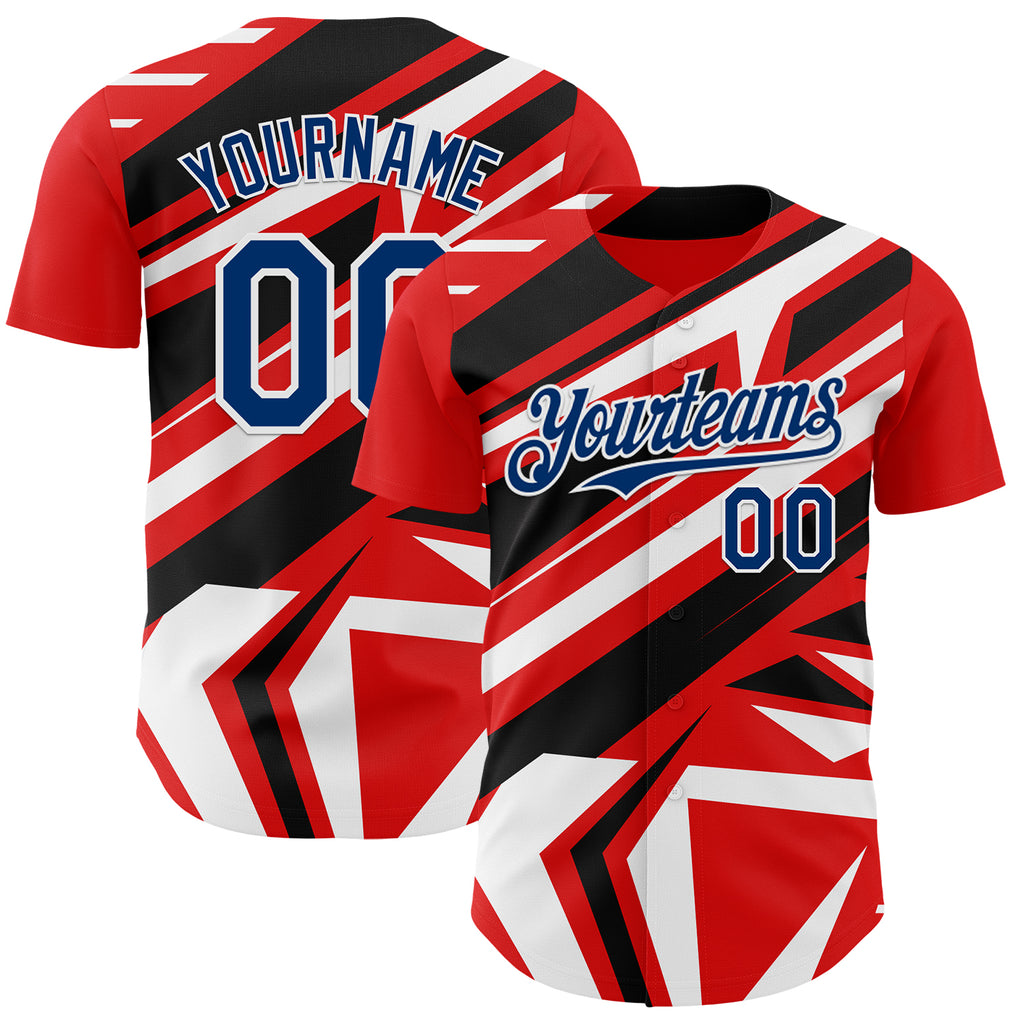 Custom Red USA Navy Blue White-Black 3D Pattern Design Car Racing Formula Auto Motorsport Authentic Baseball Jersey