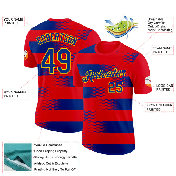 Custom Red Royal-Gold Haiti Dot Performance T-Shirt