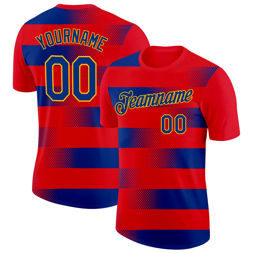 Custom Red Royal-Gold Haiti Dot Performance T-Shirt
