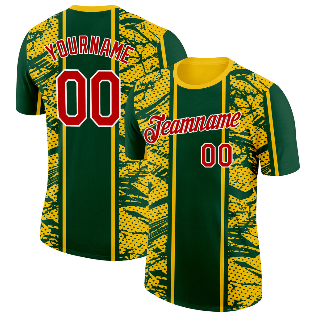 Custom Yellow Red Green-White Brazil Grunge Performance T-Shirt
