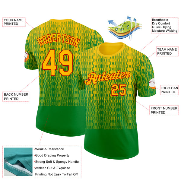 Custom Green Yellow-Red Brazil Abstract Line Performance T-Shirt
