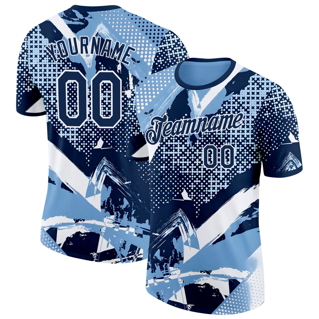 Custom Blue White Argentina Abstract Performance T-Shirt