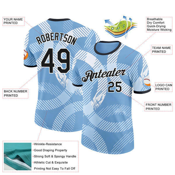 Custom Blue Black-White Argentina Line Performance T-Shirt