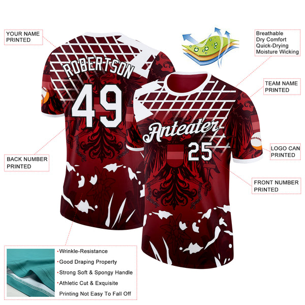 Custom Red White-Black Austria Abstract Performance T-Shirt