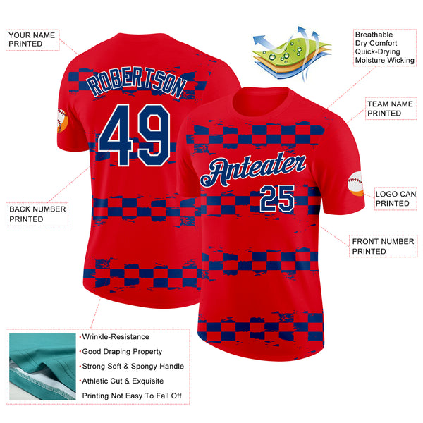 Custom Red US Navy Blue-White Croatia Performance T-Shirt